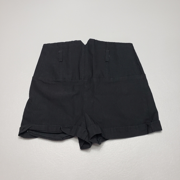 3/$15 valia solid black high rise short shorts women's size small - Picture 1 of 8
